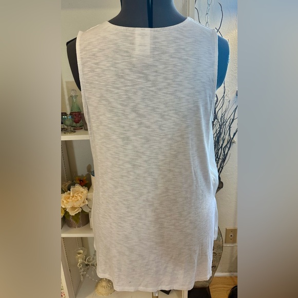 Dolan Anthropologie Left Coast White Sleeveless Satin Front Burnout Back Sz L - Picture 4 of 9